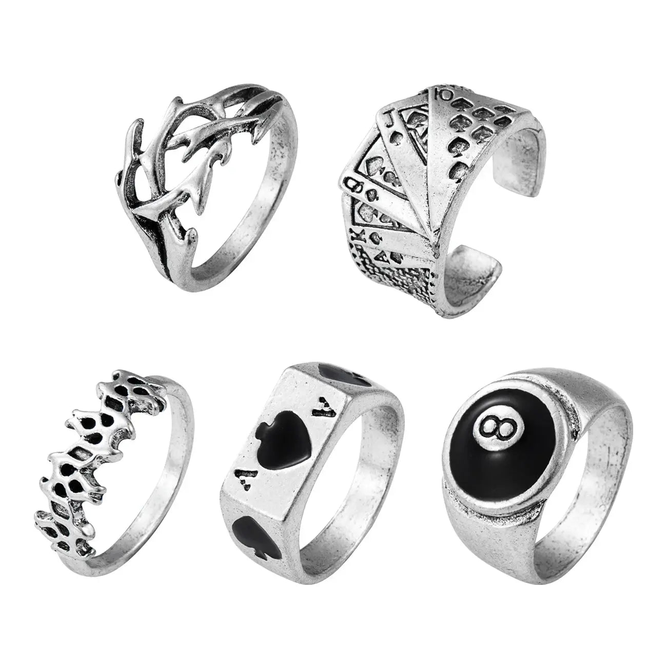 Halloween Silver Color gothic Rings Set for Women and Men - Life and Lines