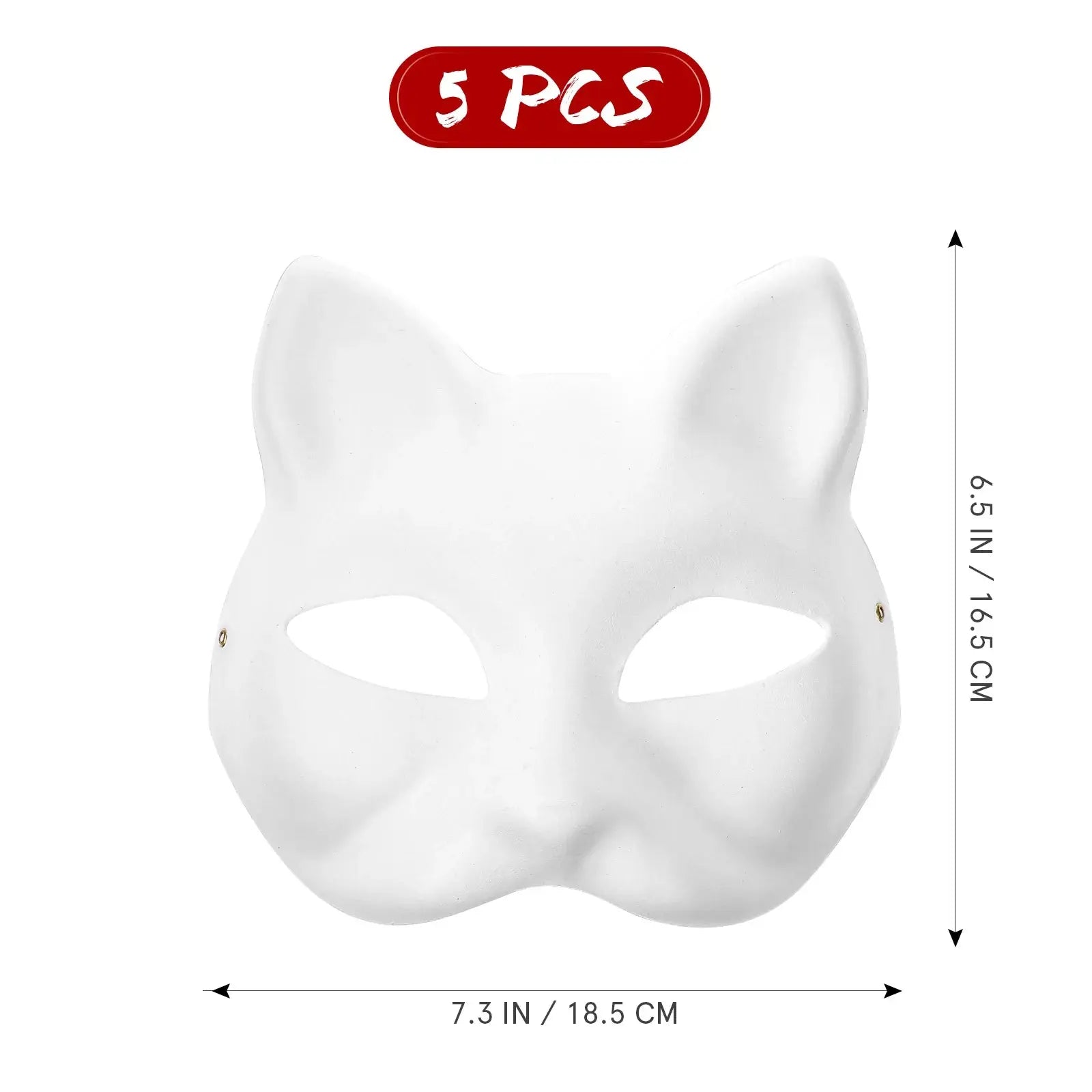 White Halloween Paper Mache Masks Unpainted Therian Mask Cats Hand Painted Blank fox mask Paper Masks Cat Masks Fox Masks Life and Lines