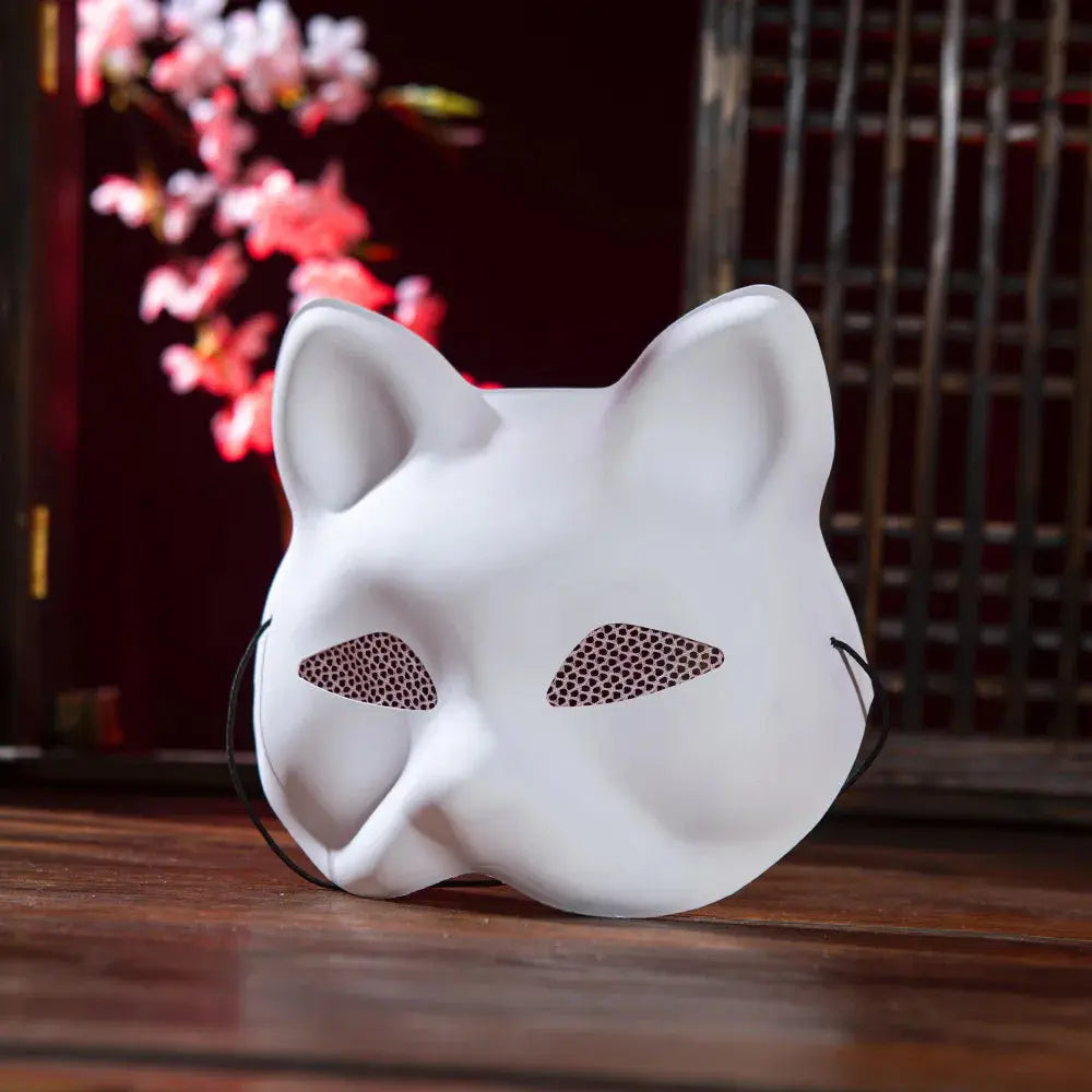 1pc Mesh Yarn Eyes Cat Face White Mask Matte Fox DIY Hand-Painted Blank Masks Halloween Party Masquerade Cosplay Dress Up Props Life and Lines