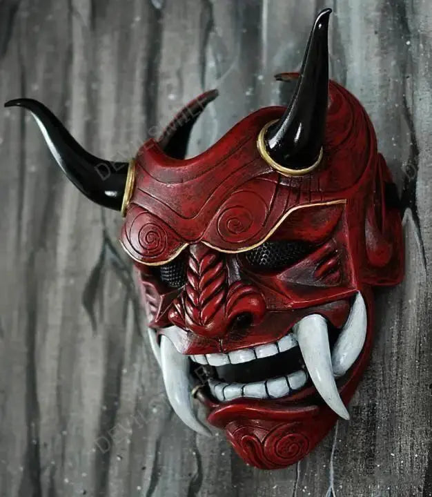 Japan Hannya Devil Ghost Tusk Mask Cosplay Masks Ghost Oni Samurai Noh Kabuki Halloween Fancy ball Latex Mask Life and Lines