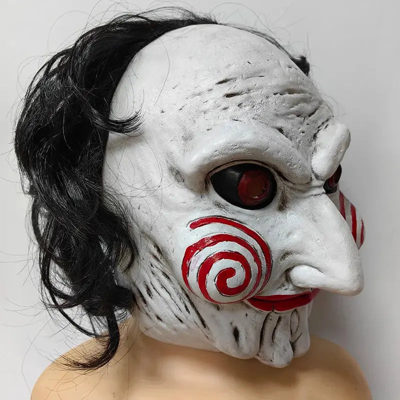 Horror Demon Jigsaw Saw Mask Cosplay Saw X Scary Killers Latex Helmet Halloween Party Costume Masks Adult One Size Life and Lines