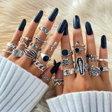 Halloween Silver Color gothic Rings Set for Women and Men - Life and Lines