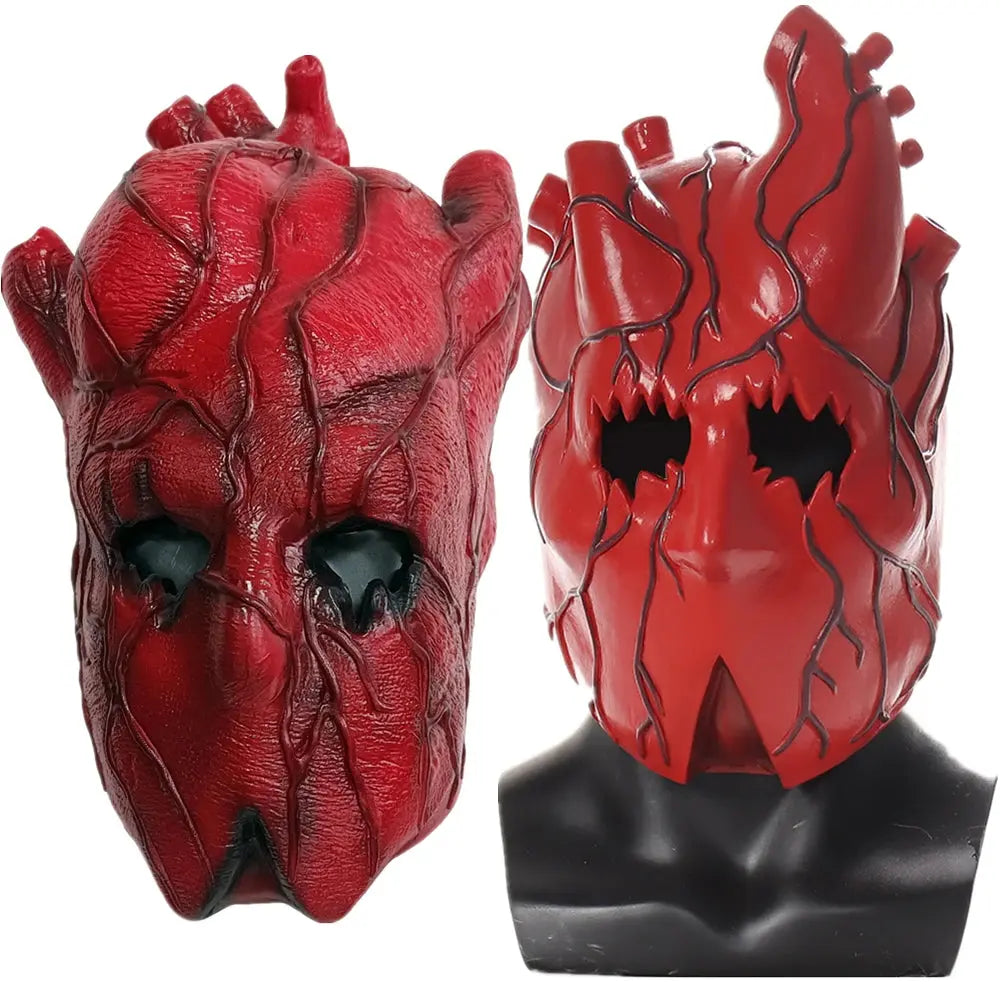 Anime Dorohedoro Shin Heart Red Mask Cosplay Costume Scary Bloody Latex Helmet Fancy Adult Unisex Halloween Prop Life and Lines