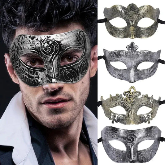 Antique Silver Gold Half Face Mask Women Men Retro Halloween Sexy Eye Mask Carnival Dress Masque Costume Party Props Cosplay Life and Lines