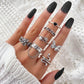 Halloween Silver Color gothic Rings Set for Women and Men - Life and Lines