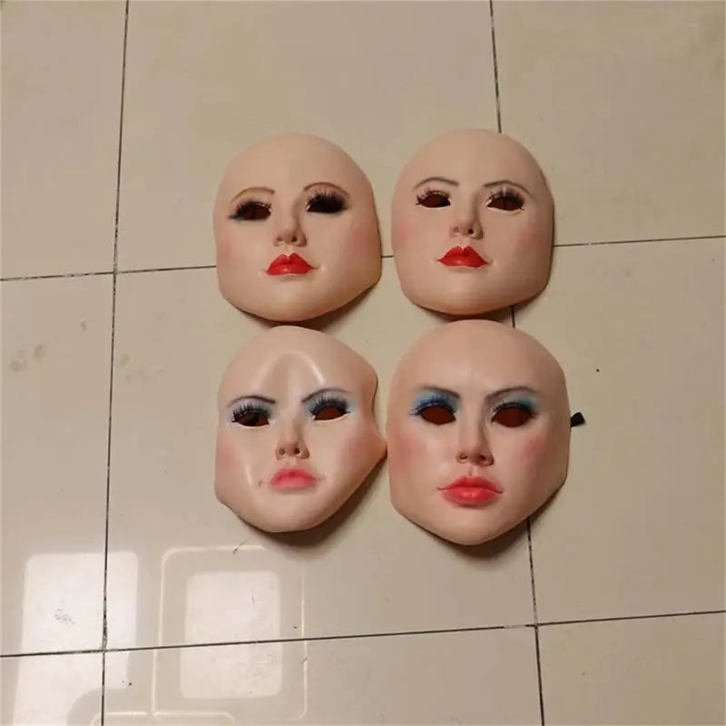 Transvestite Costume Pretend Mask Female-Disguise Halloween Cosplay Mask For Men Women-Disguise Headgear for Dress up Life and Lines