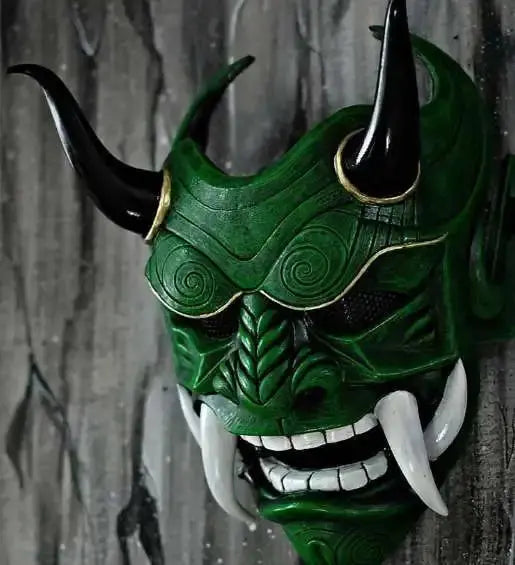 Japan Hannya Devil Ghost Tusk Mask Cosplay Masks Ghost Oni Samurai Noh Kabuki Halloween Fancy ball Latex Mask Life and Lines