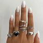 Halloween Silver Color gothic Rings Set for Women and Men - Life and Lines