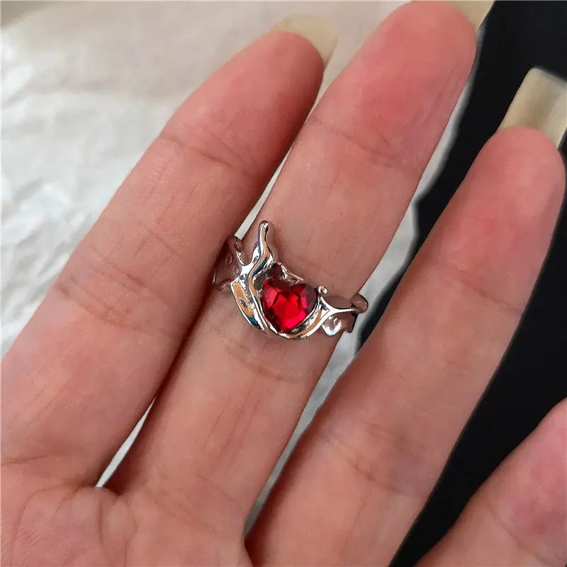 Goth Punk Vintage Red Crystal Ring Set Halloween Rings For Women - Life and Lines