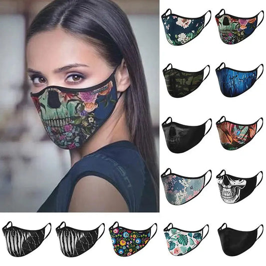 Gothic Punk 3d Print Masks Face Cover Halloween Festival Party Costume Props Fashion Reusable Christmas Masks Decor Accessories Life and Lines