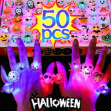 10/50 Pcs Creative Pumpkin, Ghost, and Skull LED Luminous Halloween Rings - Life and Lines