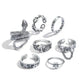 Halloween Silver Color gothic Rings Set for Women and Men - Life and Lines