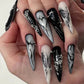 24Pcs Black Y2k Fake Nails - Life and Lines