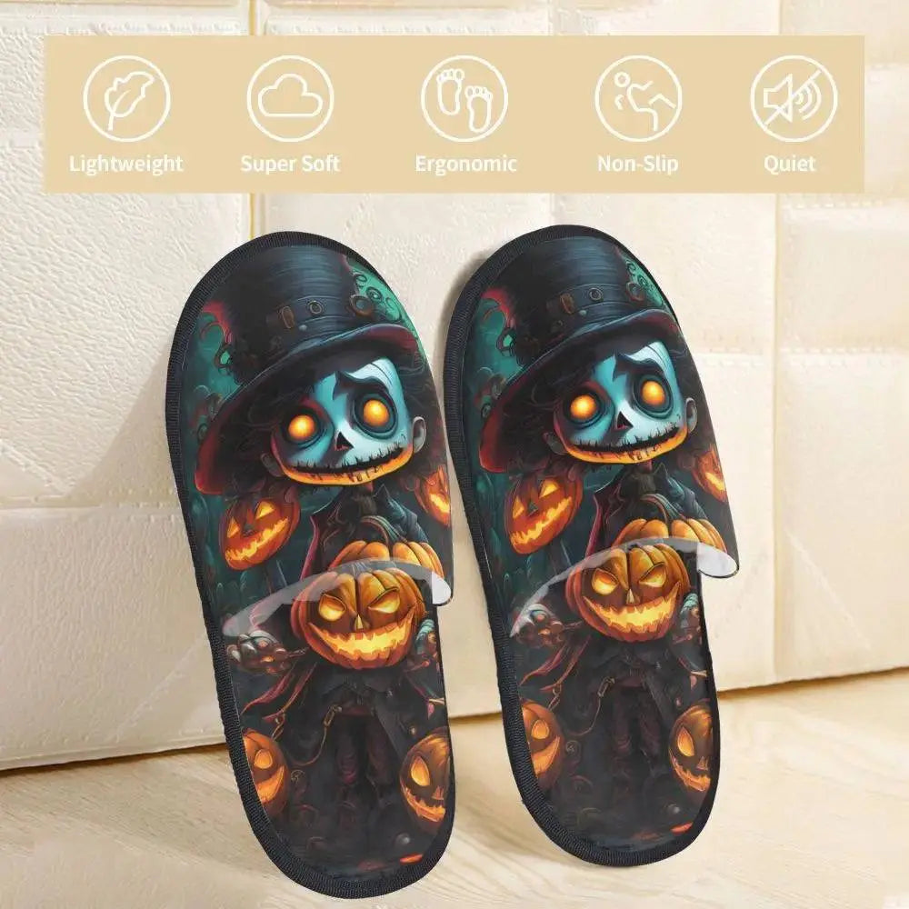 Custom Scary Halloween Pumpkin slippers - Life and Lines