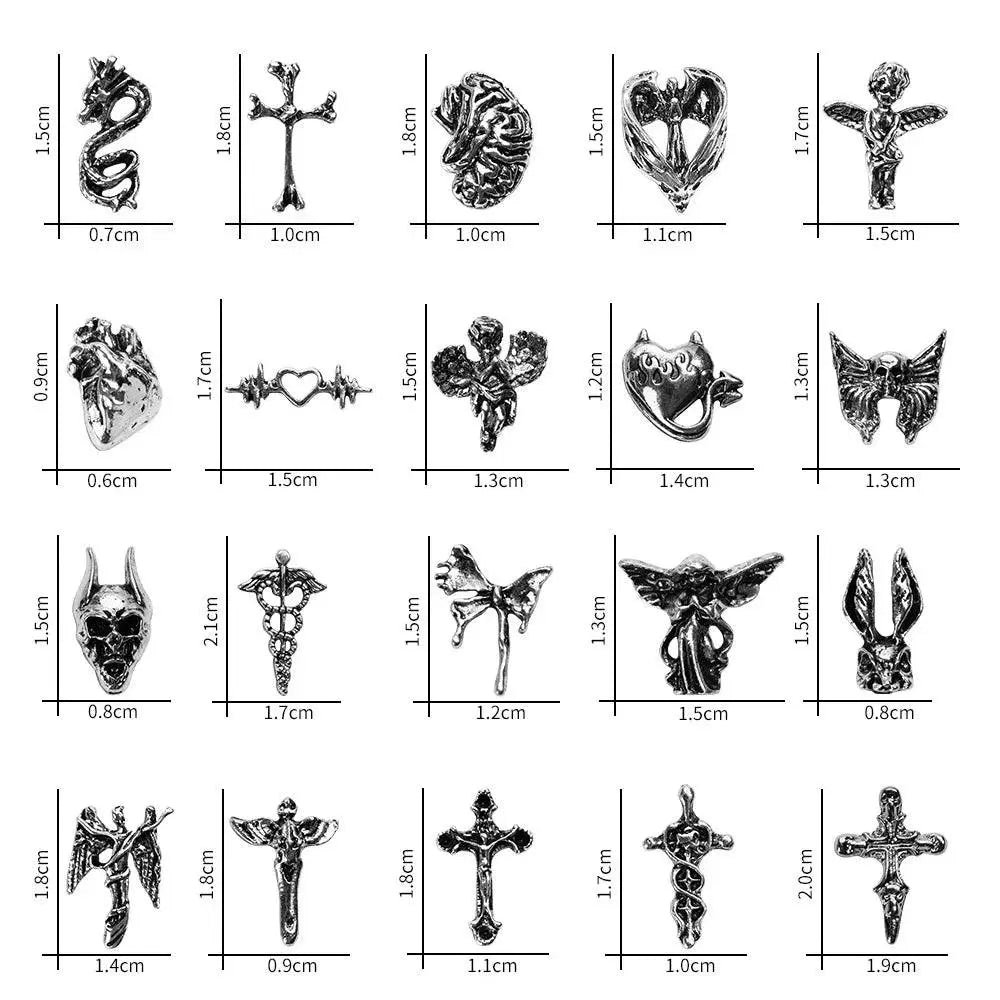 20pcs Mixed Punk Halloween Nail Art Charms - Life and Lines