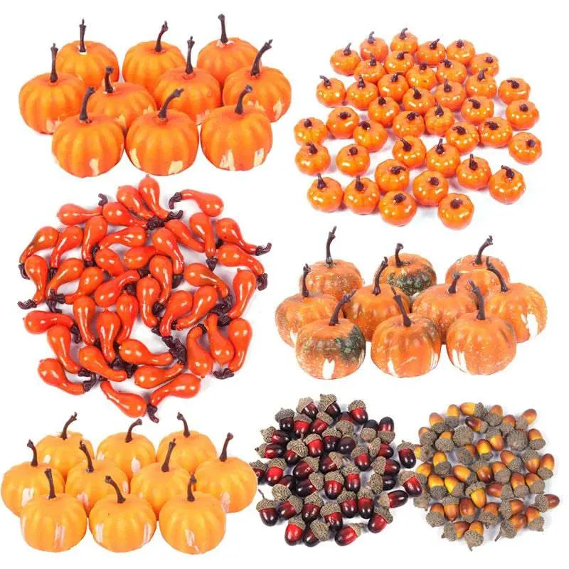 Halloween Mini Artificial Pumpkin Pine Cones Simulation Vegetable Fruit Thanksgiving Party Supplies Fall Harvest Home Decoration - Life and Lines