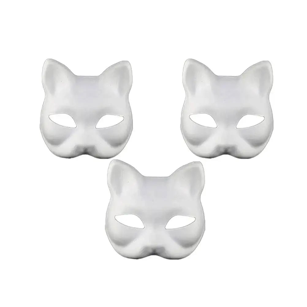 3PCS Therian White Cat halloween Masks - Life and Lines