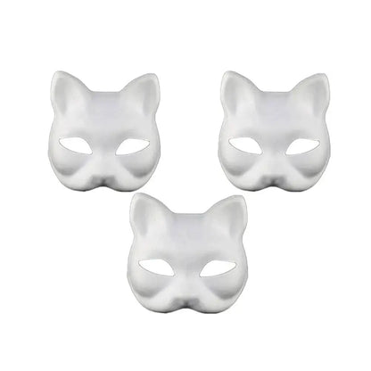 3PCS Therian White Cat halloween Masks - Life and Lines