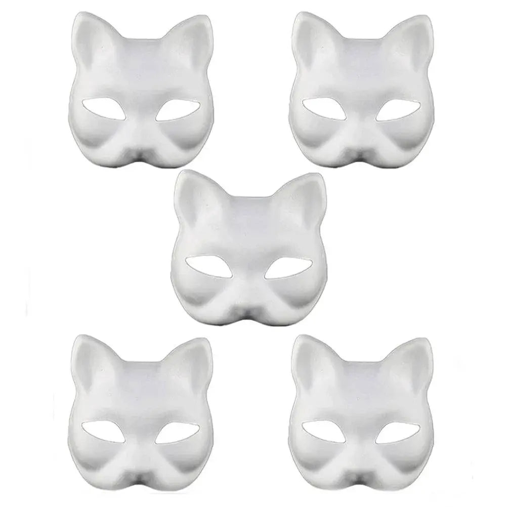 3PCS Therian White Cat halloween Masks - Life and Lines