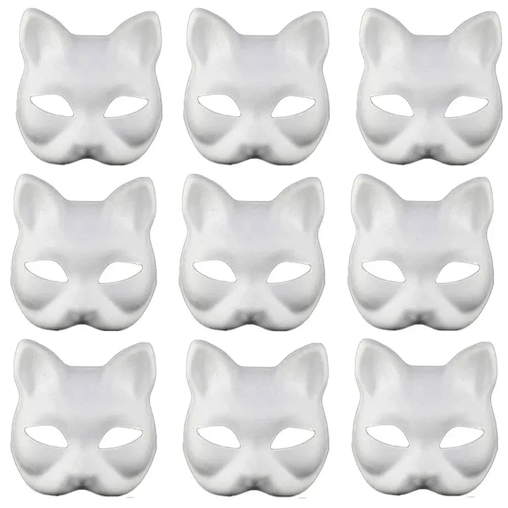 3PCS Therian White Cat halloween Masks - Life and Lines