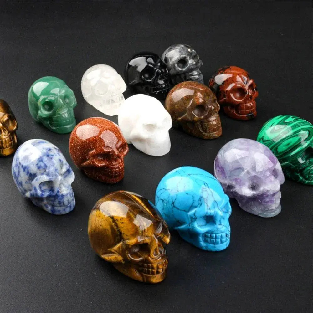 Natural Crystal 1-inch Skull Carving Halloween Gift Precious Jewelry Creative Crafts Home Decoration Desktop Ornament - Life and Lines