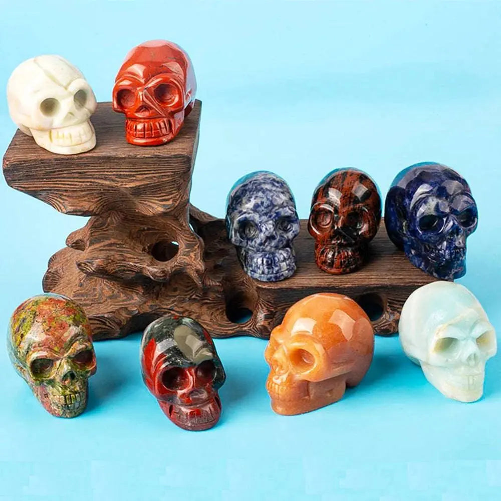 Natural Crystal 1-inch Skull Carving Halloween Gift Precious Jewelry Creative Crafts Home Decoration Desktop Ornament - Life and Lines