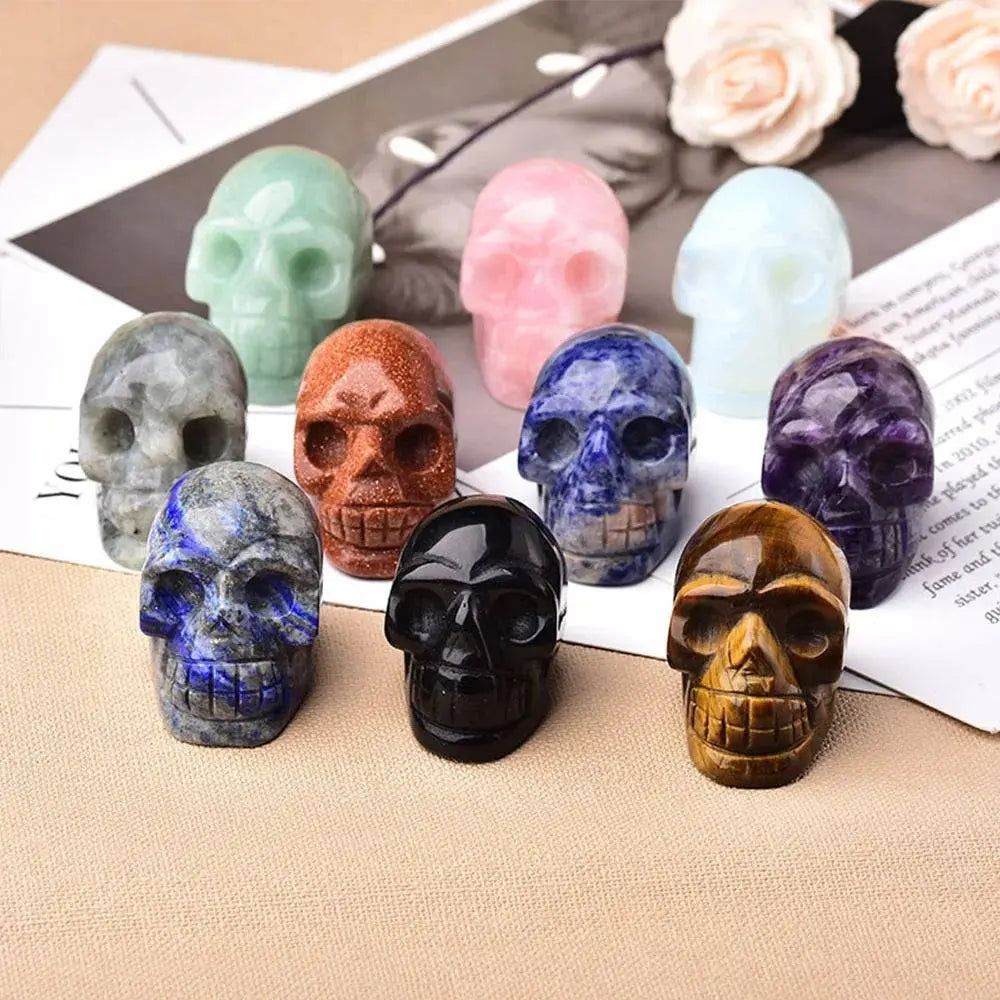 Natural Crystal 1-inch Skull Carving Halloween Gift Precious Jewelry Creative Crafts Home Decoration Desktop Ornament - Life and Lines