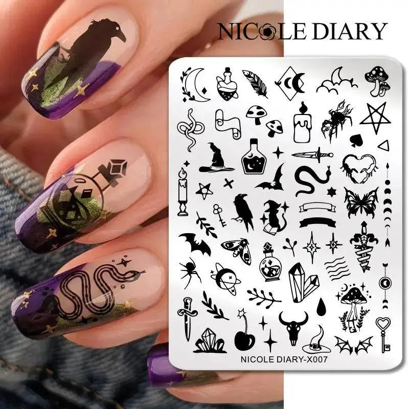 Love Heart Nail Art Templates Stamping Plate Design Flower Animal Lace Leaves Halloween Stamp Templates Plates Image Manicure - Life and Lines