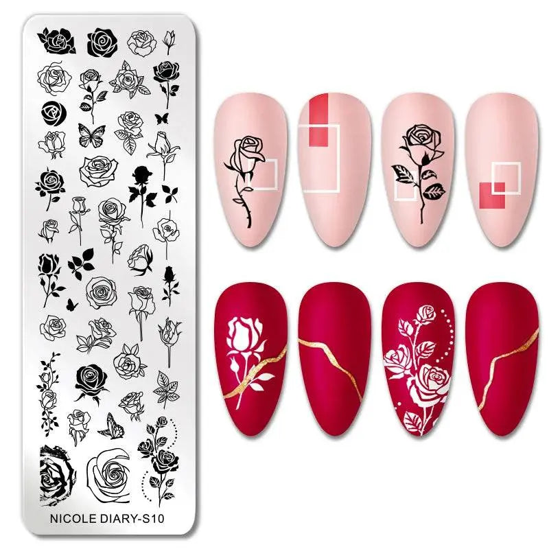 Love Heart Nail Art Templates Stamping Plate Design Flower Animal Lace Leaves Halloween Stamp Templates Plates Image Manicure - Life and Lines