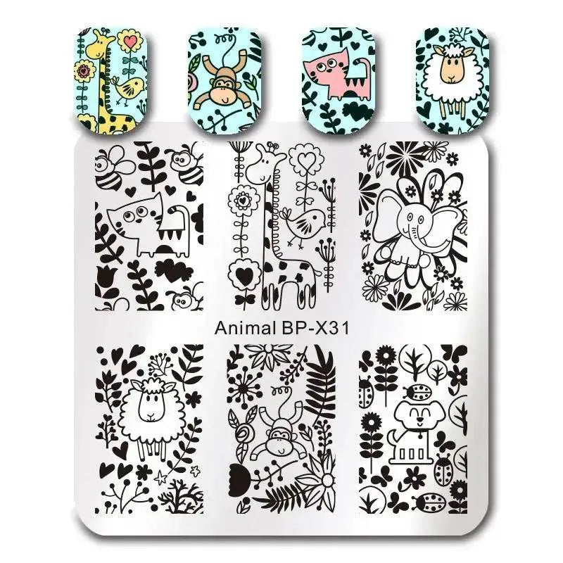 Love Heart Nail Art Templates Stamping Plate Design Flower Animal Lace Leaves Halloween Stamp Templates Plates Image Manicure - Life and Lines