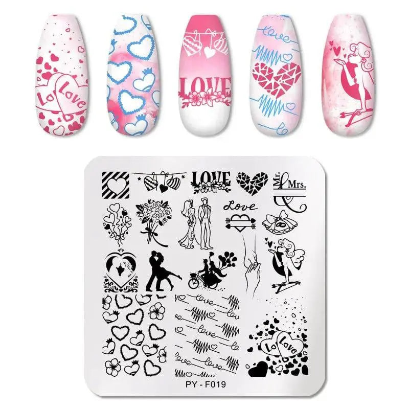 Love Heart Nail Art Templates Stamping Plate Design Flower Animal Lace Leaves Halloween Stamp Templates Plates Image Manicure - Life and Lines