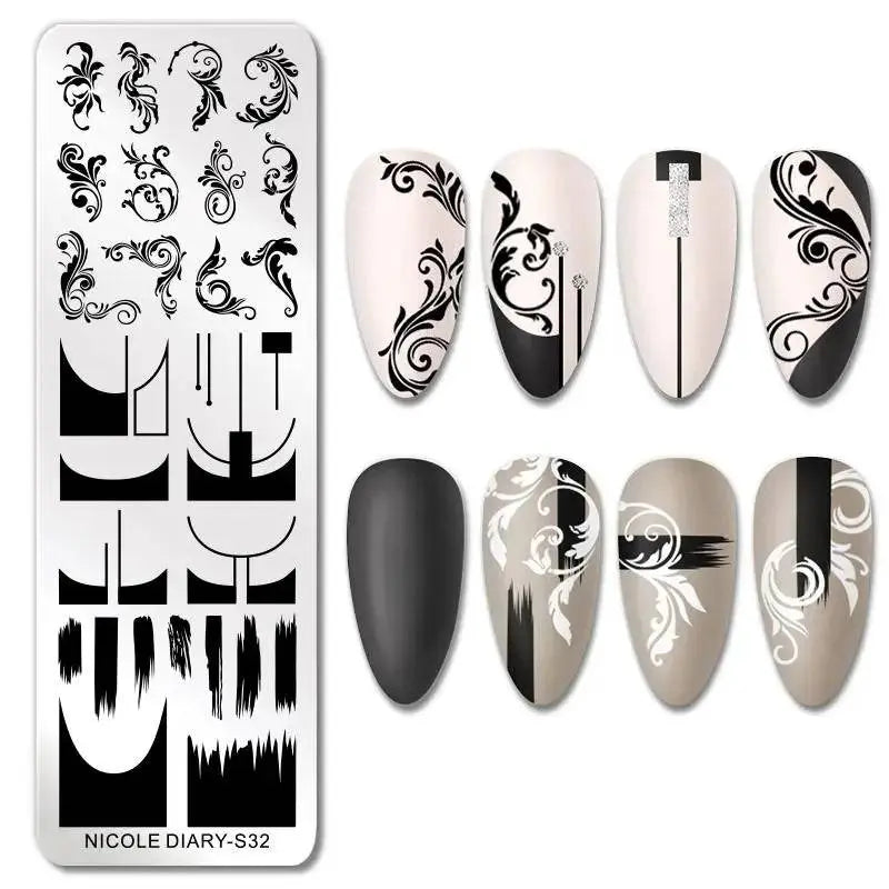 Love Heart Nail Art Templates Stamping Plate Design Flower Animal Lace Leaves Halloween Stamp Templates Plates Image Manicure - Life and Lines