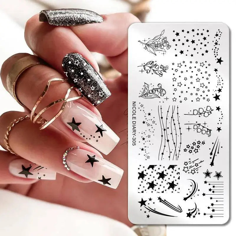 Love Heart Nail Art Templates Stamping Plate Design Flower Animal Lace Leaves Halloween Stamp Templates Plates Image Manicure - Life and Lines