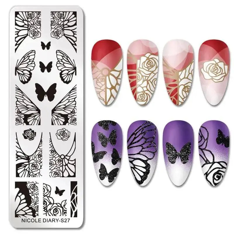 Love Heart Nail Art Templates Stamping Plate Design Flower Animal Lace Leaves Halloween Stamp Templates Plates Image Manicure - Life and Lines