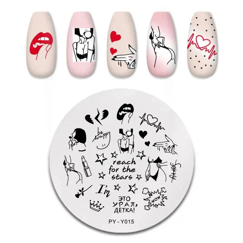 Love Heart Nail Art Templates Stamping Plate Design Flower Animal Lace Leaves Halloween Stamp Templates Plates Image Manicure - Life and Lines