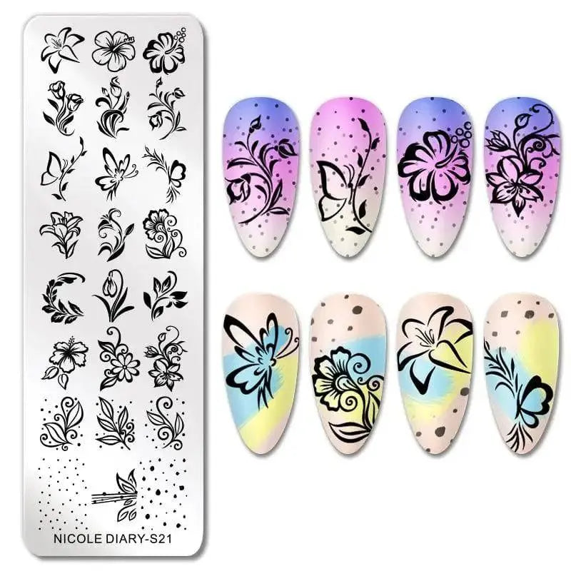 Love Heart Nail Art Templates Stamping Plate Design Flower Animal Lace Leaves Halloween Stamp Templates Plates Image Manicure - Life and Lines