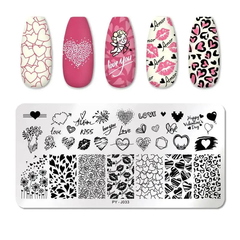 Love Heart Nail Art Templates Stamping Plate Design Flower Animal Lace Leaves Halloween Stamp Templates Plates Image Manicure - Life and Lines