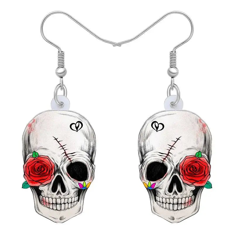 Halloween Floral Skull Earrings  For Women - Life and Lines