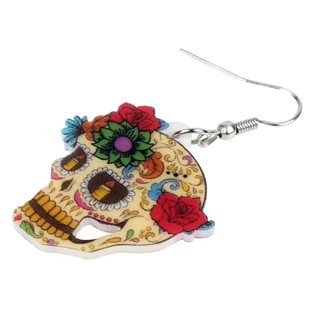 Halloween Floral Skull Earrings  For Women - Life and Lines