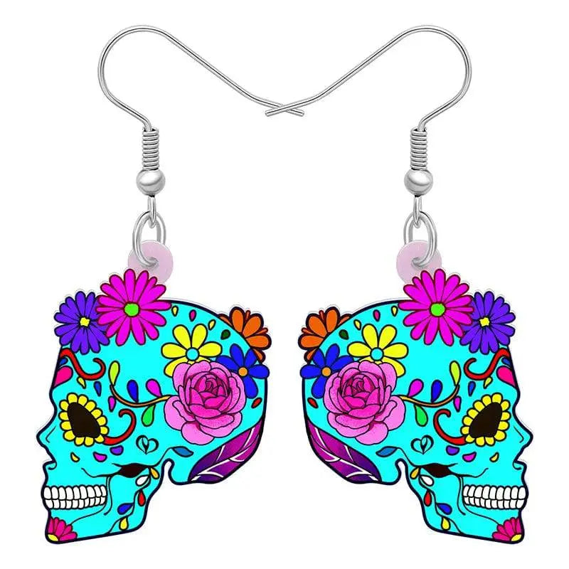 Halloween Floral Skull Earrings  For Women - Life and Lines