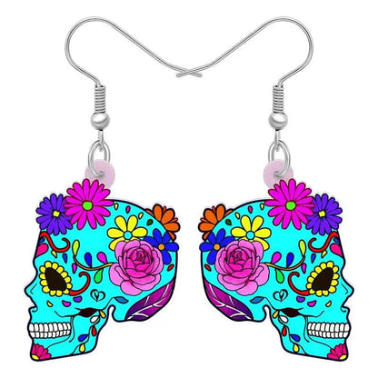 Halloween Floral Skull Earrings  For Women - Life and Lines