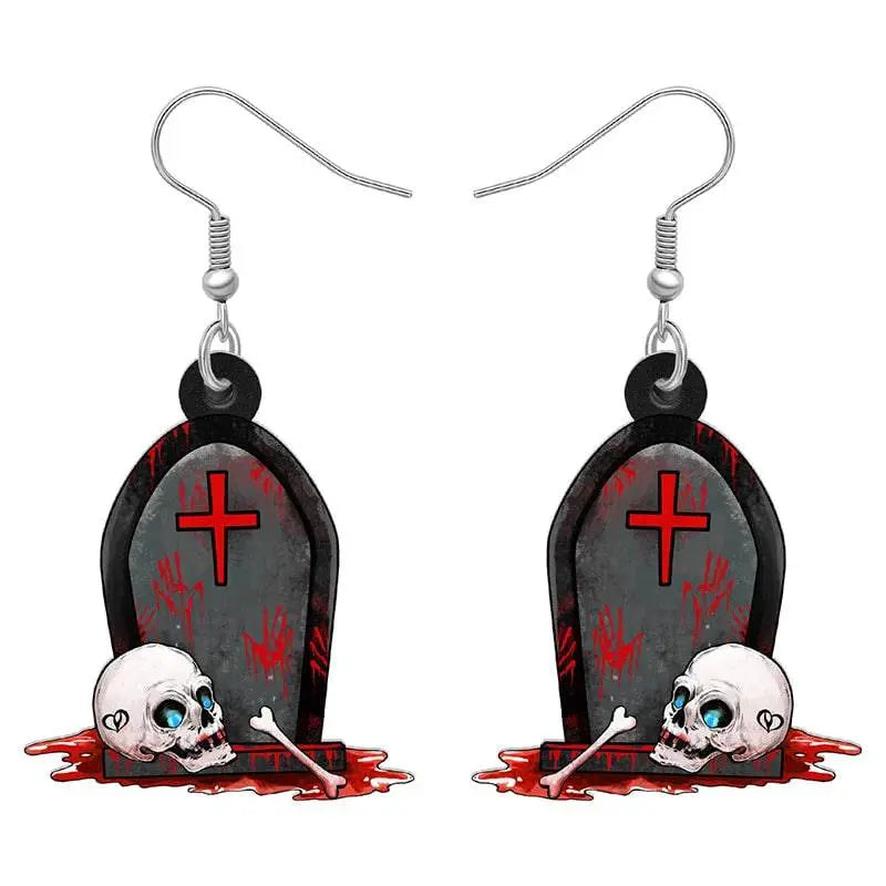 Halloween Floral Skull Earrings  For Women - Life and Lines