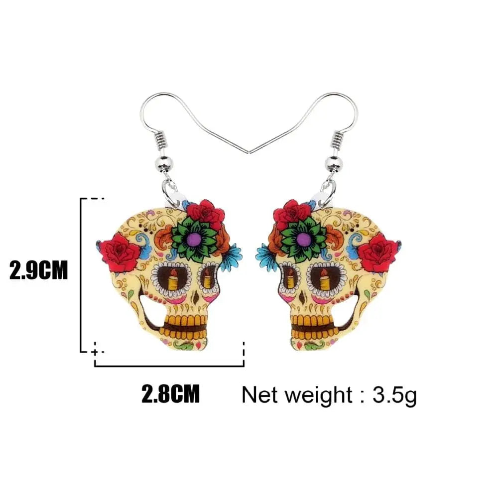 Halloween Floral Skull Earrings  For Women - Life and Lines