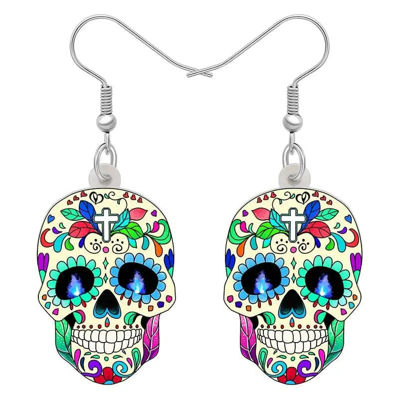 Halloween Floral Skull Earrings  For Women - Life and Lines