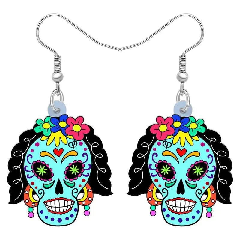 Halloween Floral Skull Earrings  For Women - Life and Lines