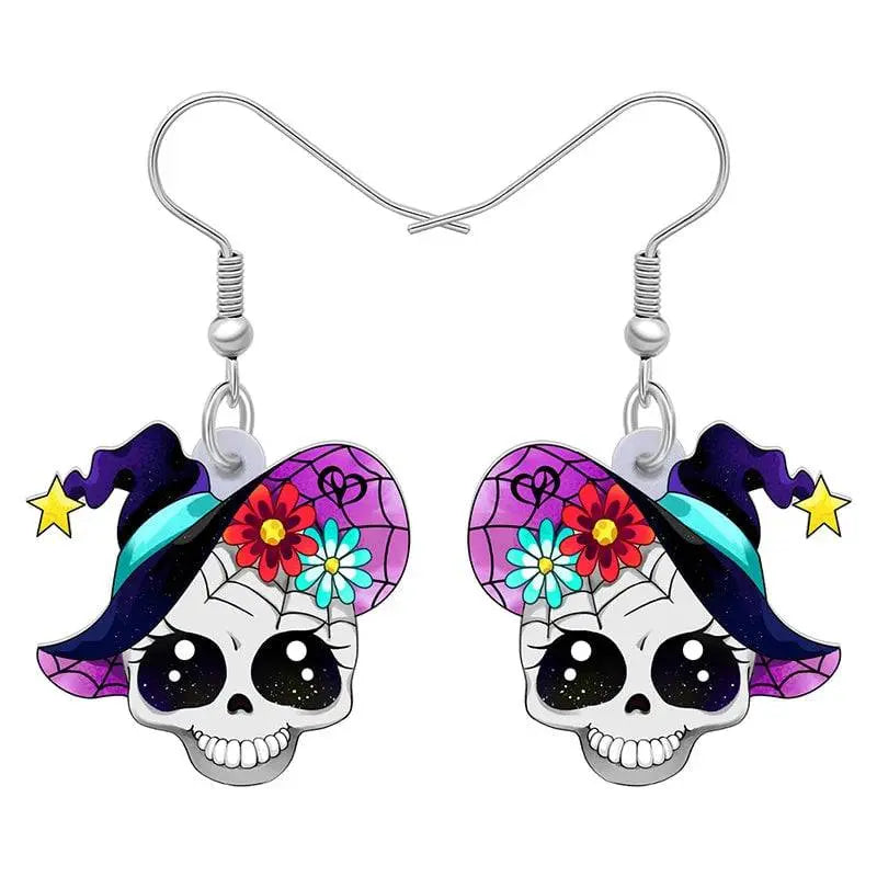 Halloween Floral Skull Earrings  For Women - Life and Lines