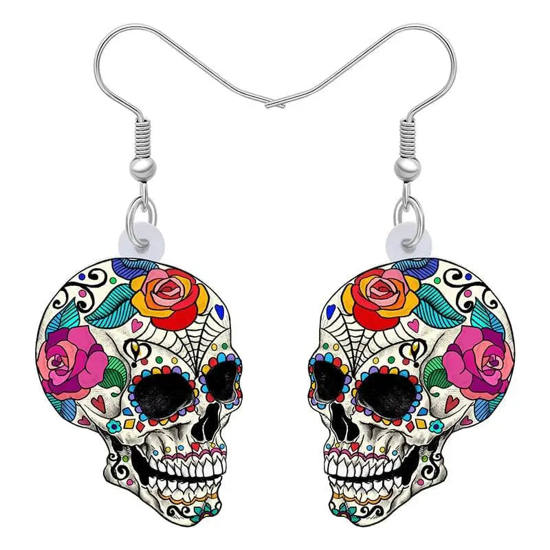 Halloween Floral Skull Earrings  For Women - Life and Lines