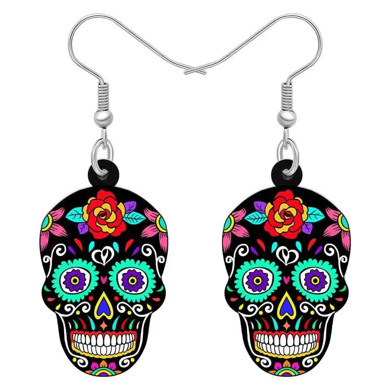 Halloween Floral Skull Earrings  For Women - Life and Lines