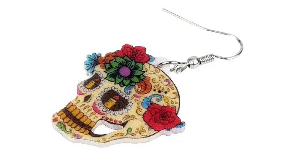 Halloween Floral Skull Earrings  For Women - Life and Lines