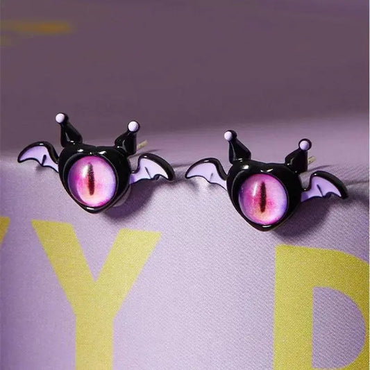 Kiss Jewelry Halloween Little Monster Wing Bat Eye Stud Earrings Women Cute Animal Eye Punk Earring Girls Y2K Brincos Party Gift - Life and Lines